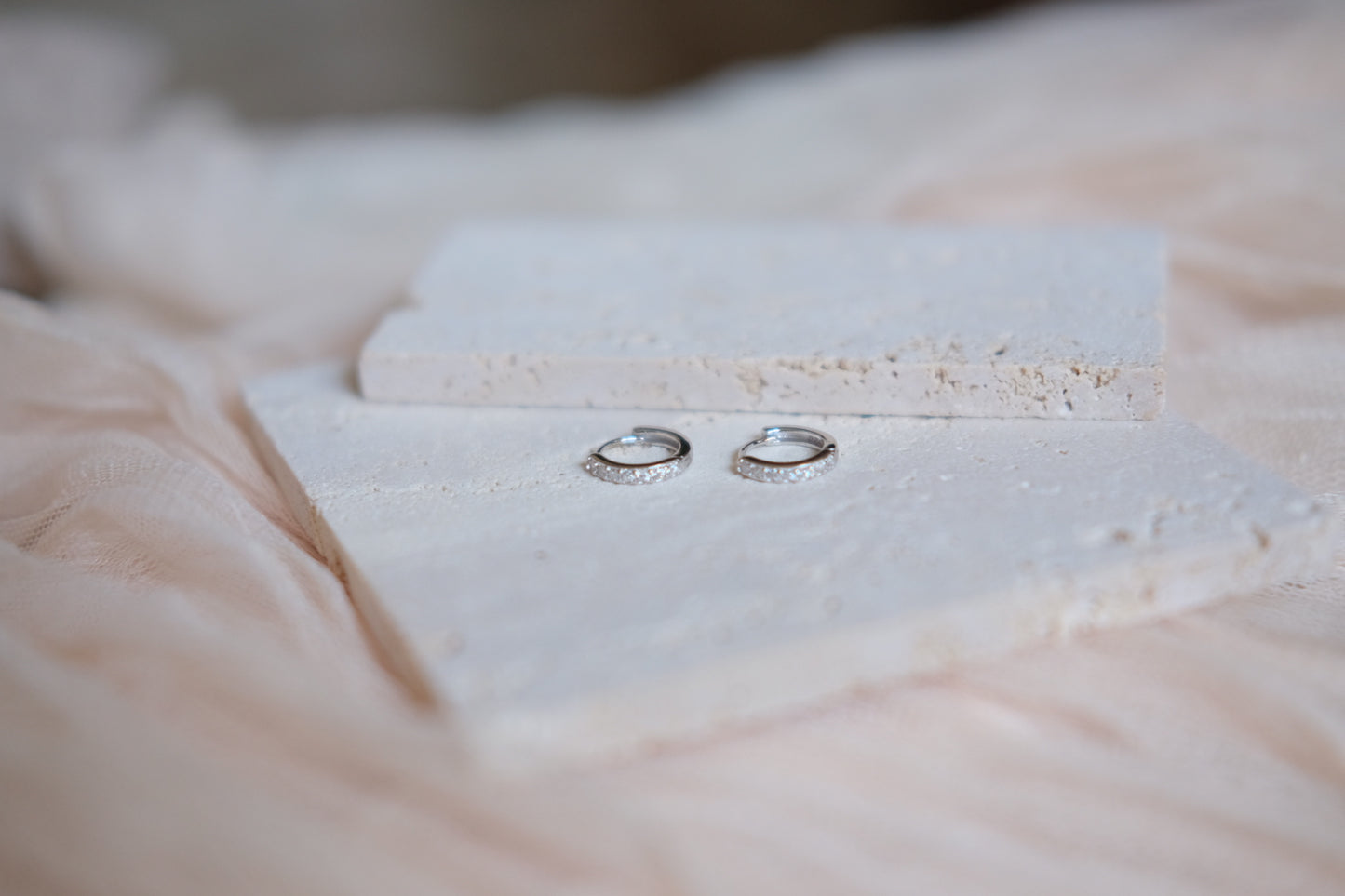 Small Studded Hoop Earrings (Sterling Silver)
