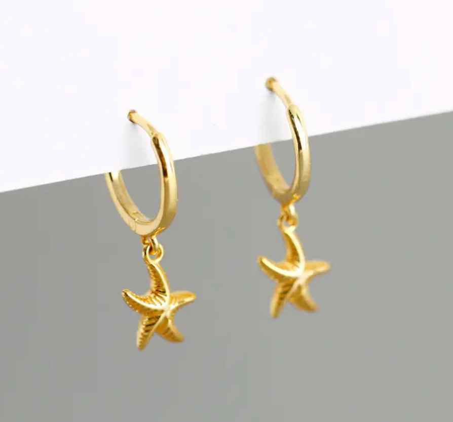 Esme Starfish Earrings (925 Sterling Silver, Gold plated)