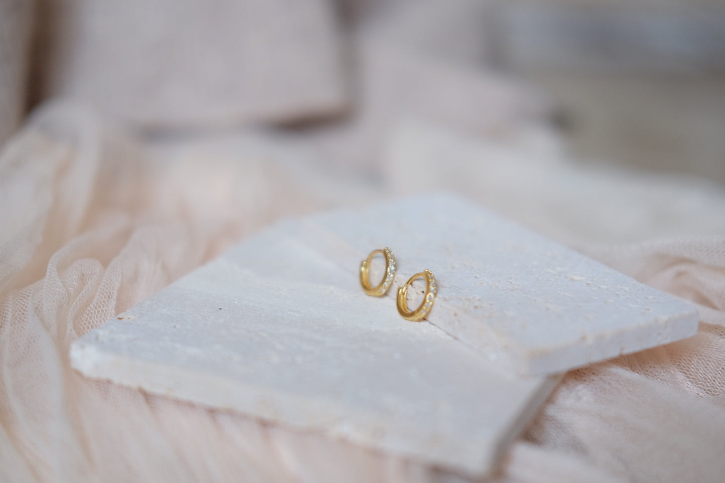 Small Studded Hoop Earrings (Sterling Silver)