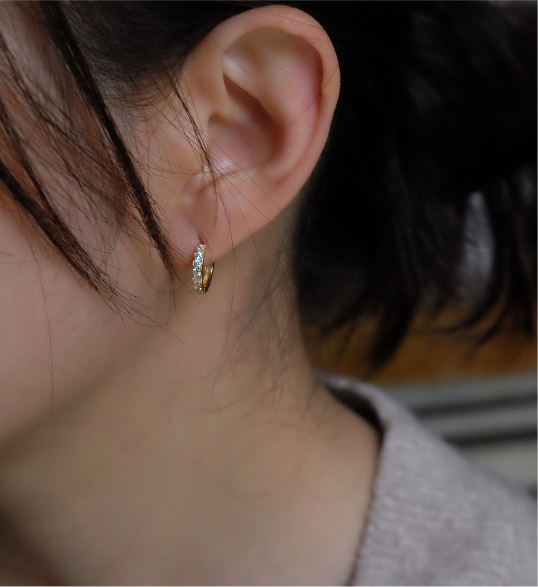Small Studded Hoop Earrings (Sterling Silver)