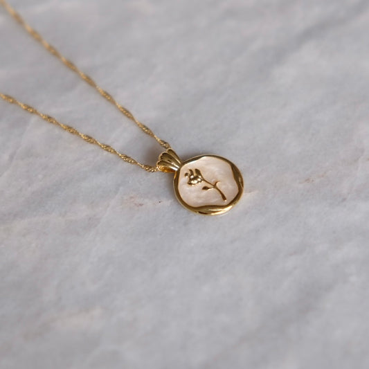 Rose shell necklace (925 Sterling Silver, Gold plated)