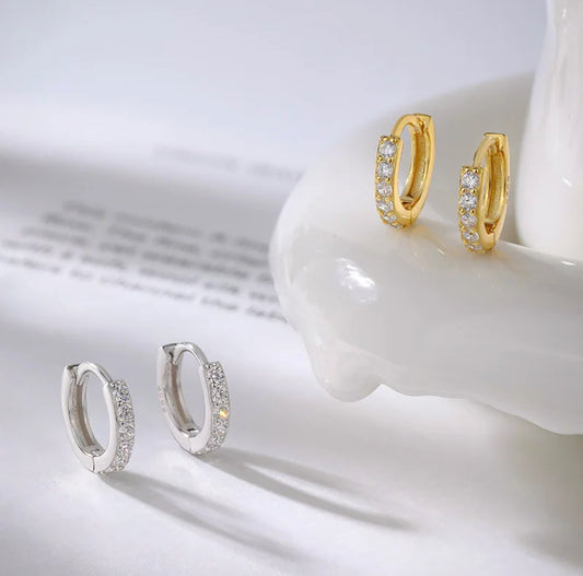 Small Studded Hoop Earrings (Sterling Silver)