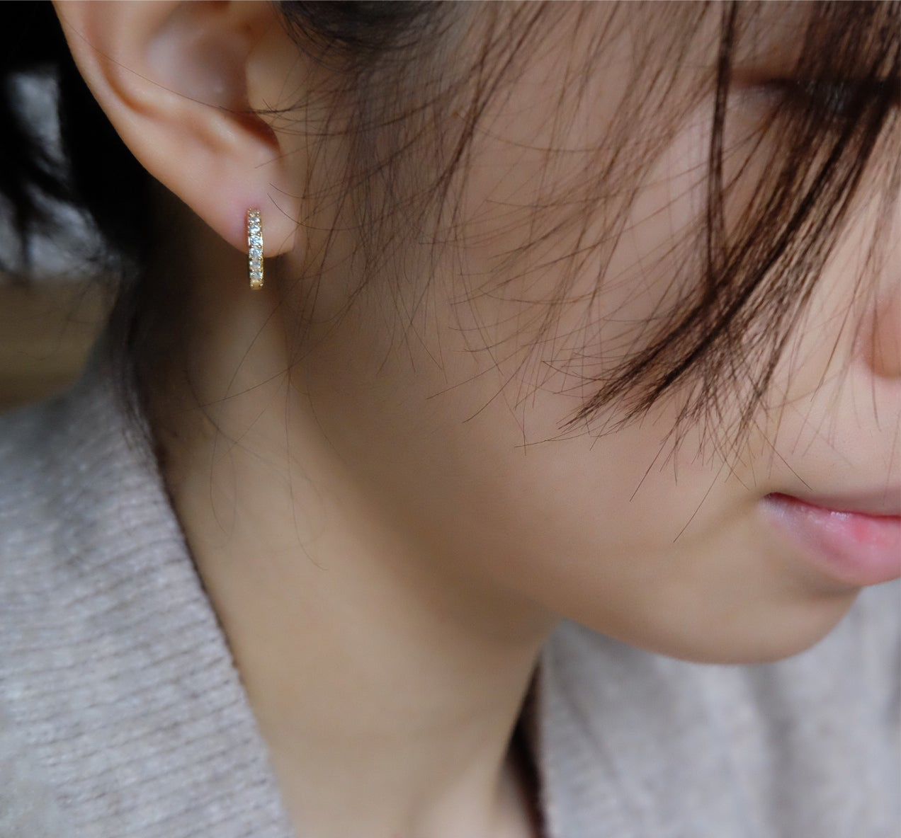 Small Studded Hoop Earrings (Sterling Silver)