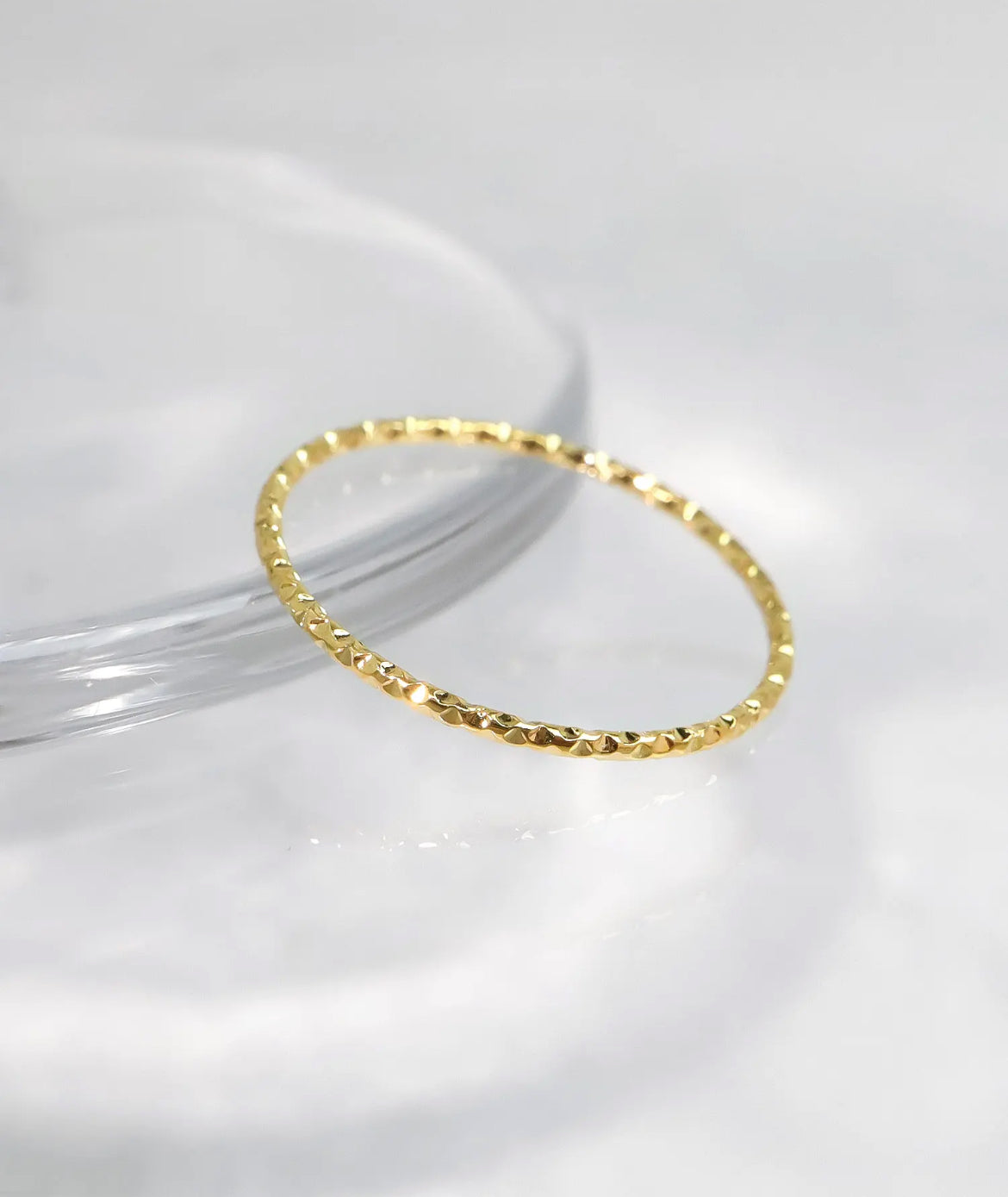 Ultrathin Hammered Ring (Sterling Silver, Gold plated)