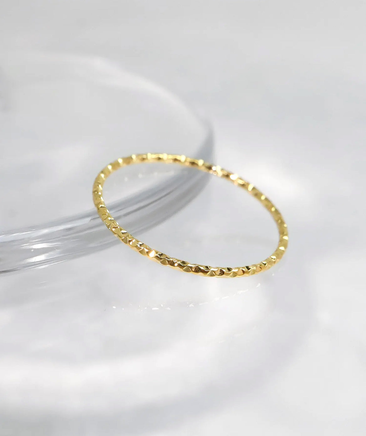Ultrathin Hammered Ring (Sterling Silver, Gold plated)