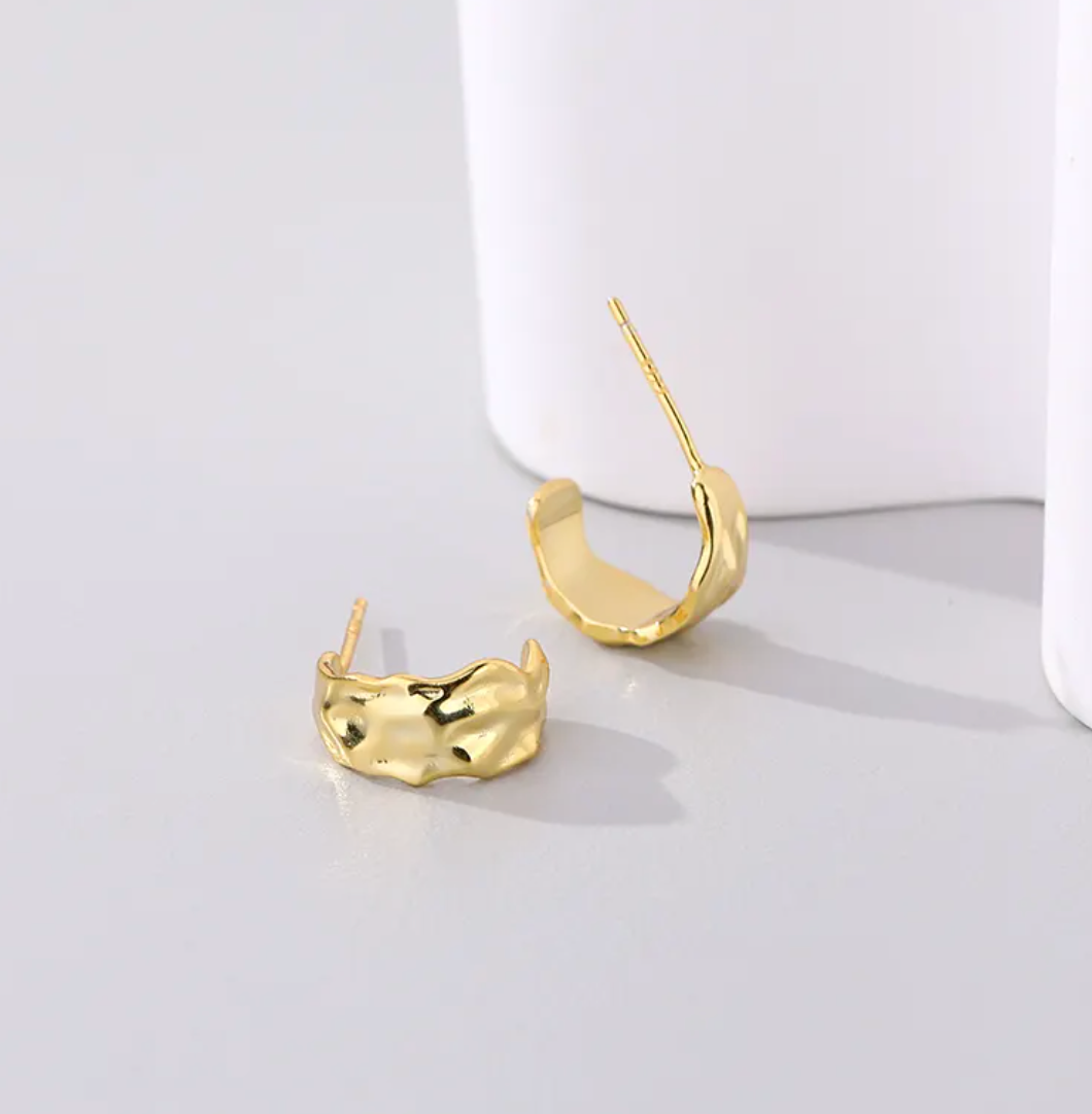 Cheri C Shaped Earrings (Gold Plated 925 Sterling Silver)