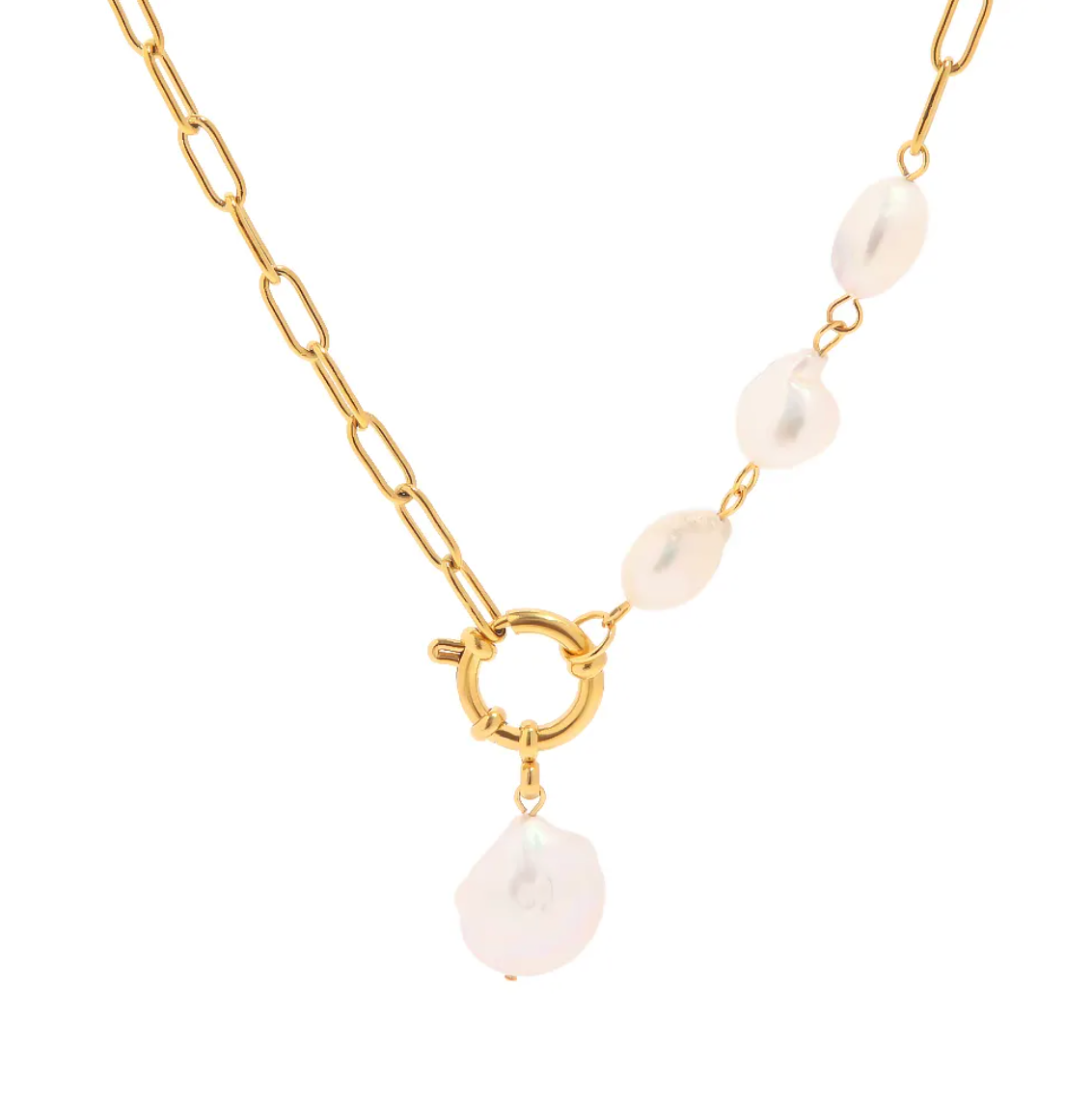 Polly Pearl Paperclip Necklace